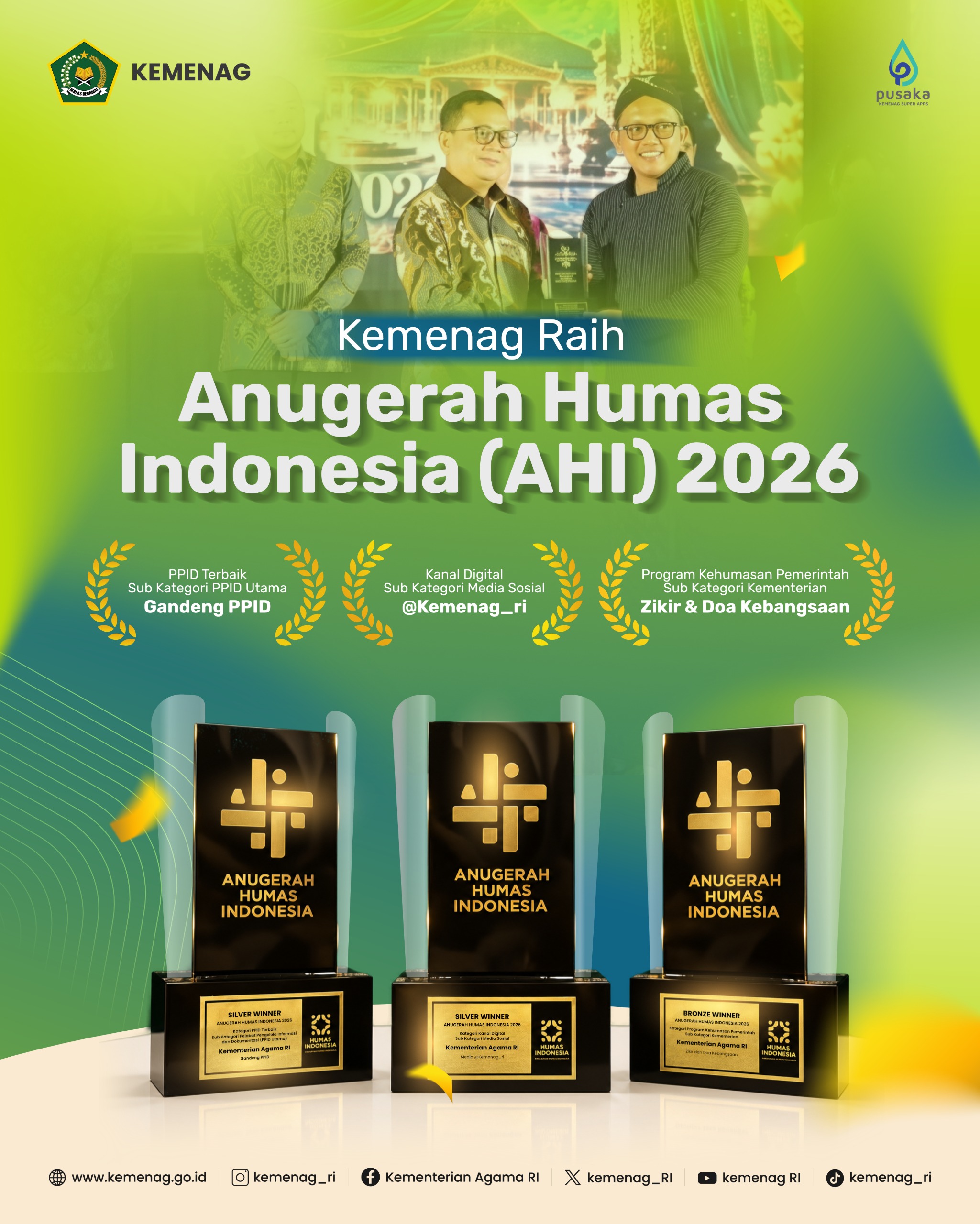 Kemenag Raih Anugerah Humas Indonesia (AHI) 2026.