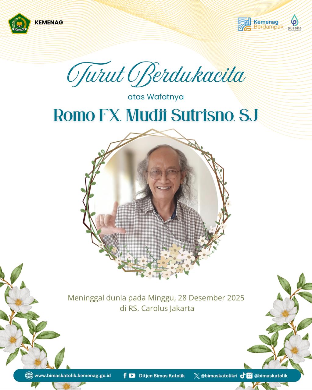 Turut Berduka Cita Atas Wafatnya Romo FX Mudji Sutrisno SJ