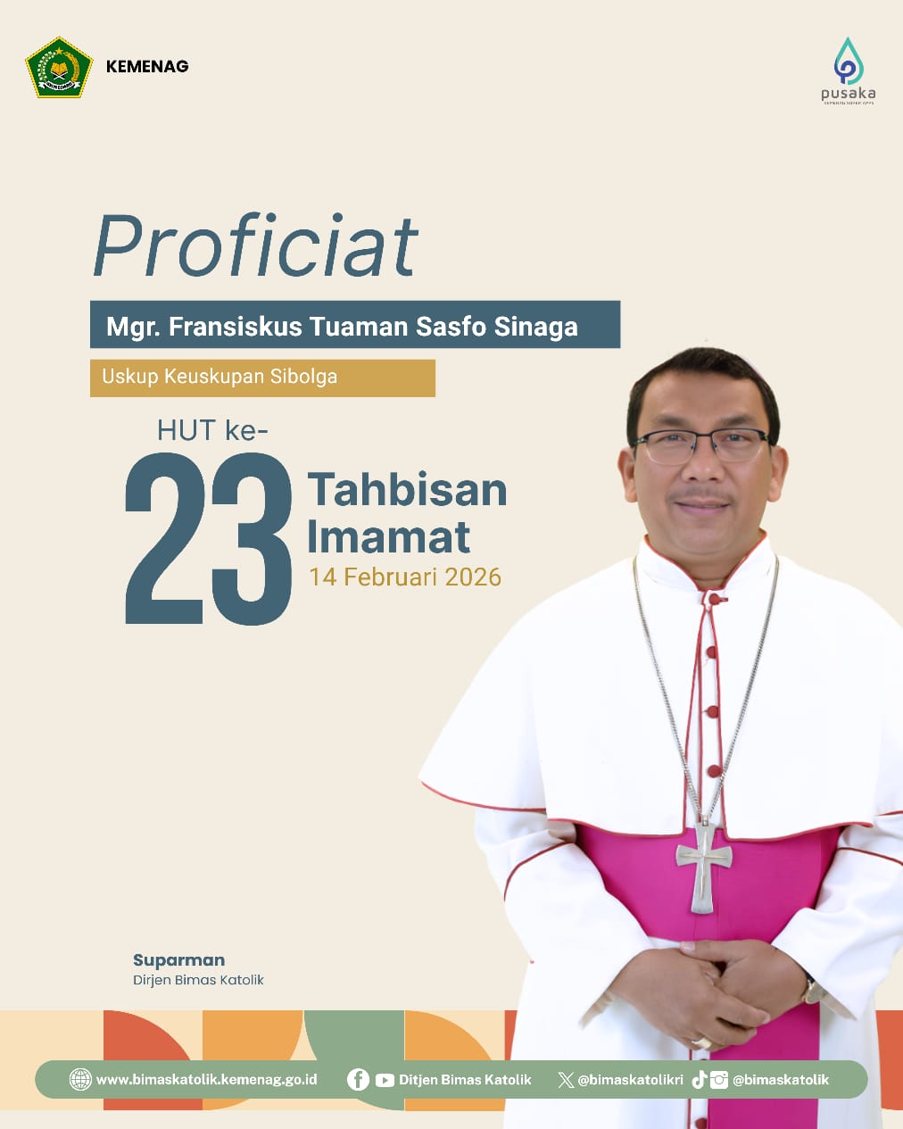 Proficiat HUT Ke-23 Tahbisan Imamat Mgr. Fransiskus Tuaman Sasfo Sinaga