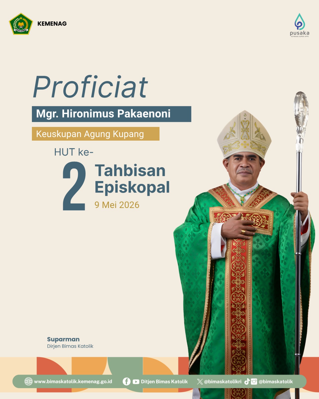 Proficiat HUT Ke-2 Tahbisan Episkopal Mgr. Hironimus Pakaenoni