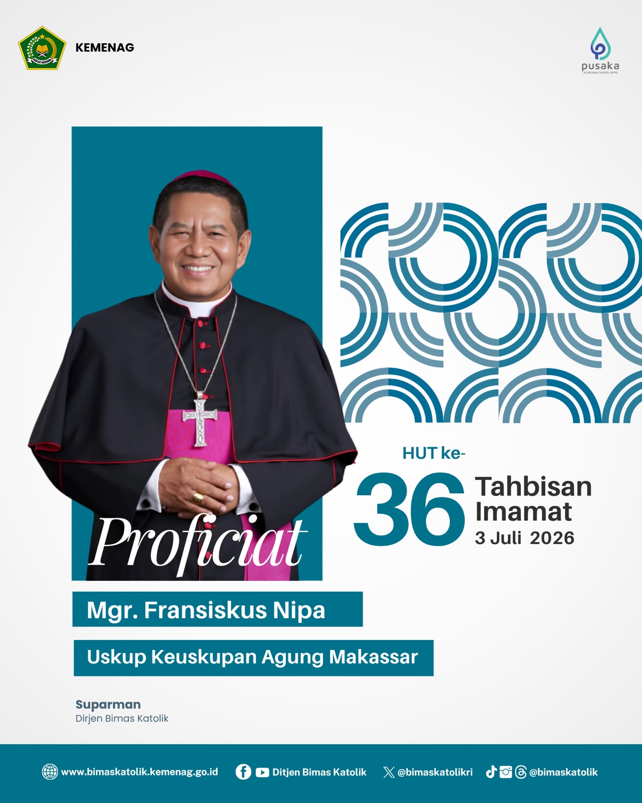 Proficiat HUT Ke-36 Tahbisan Imamat Mgr. Fransiskus Nipa