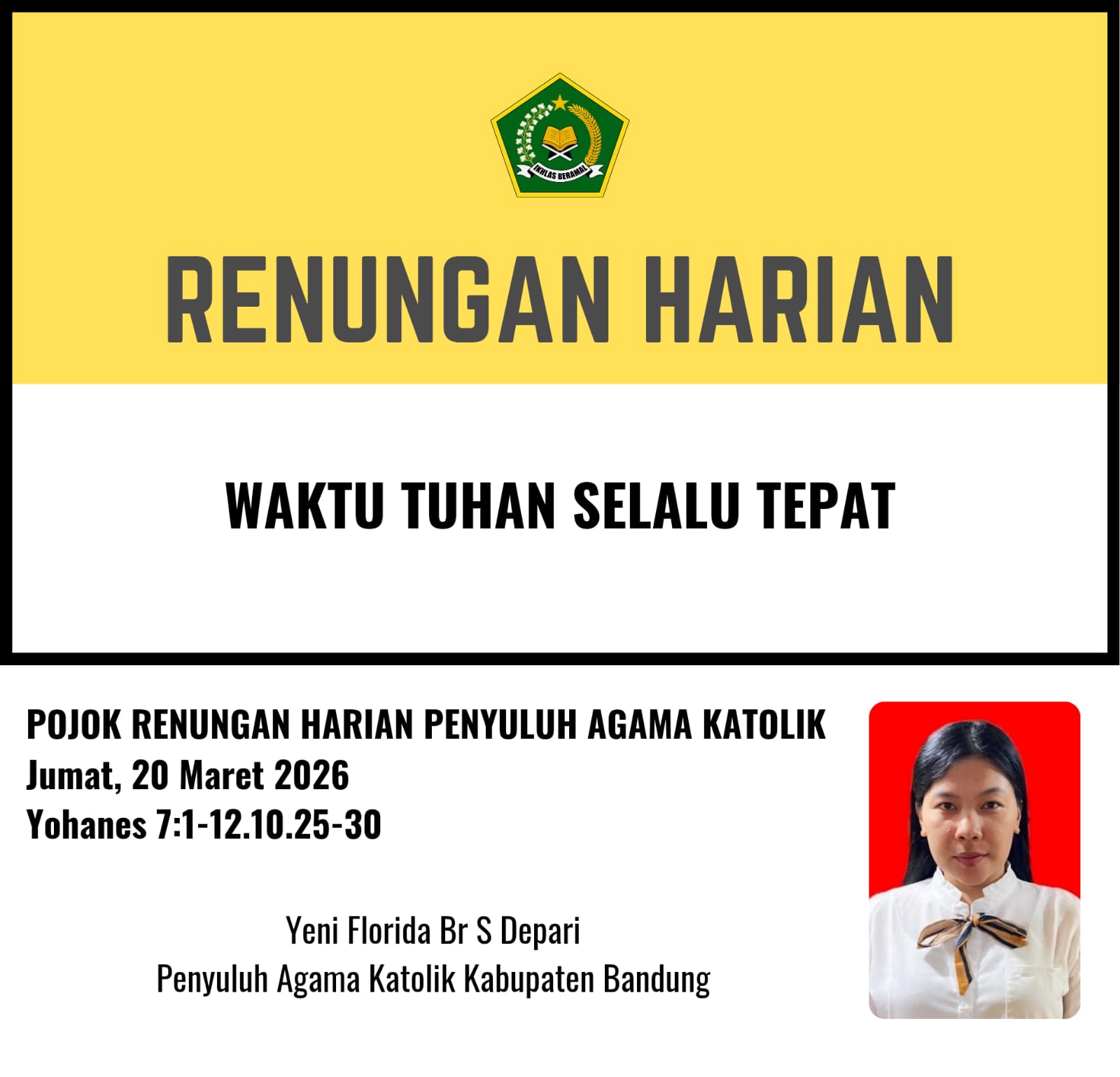 Pojok Renungan Harian Penyuluh Agama Katolik