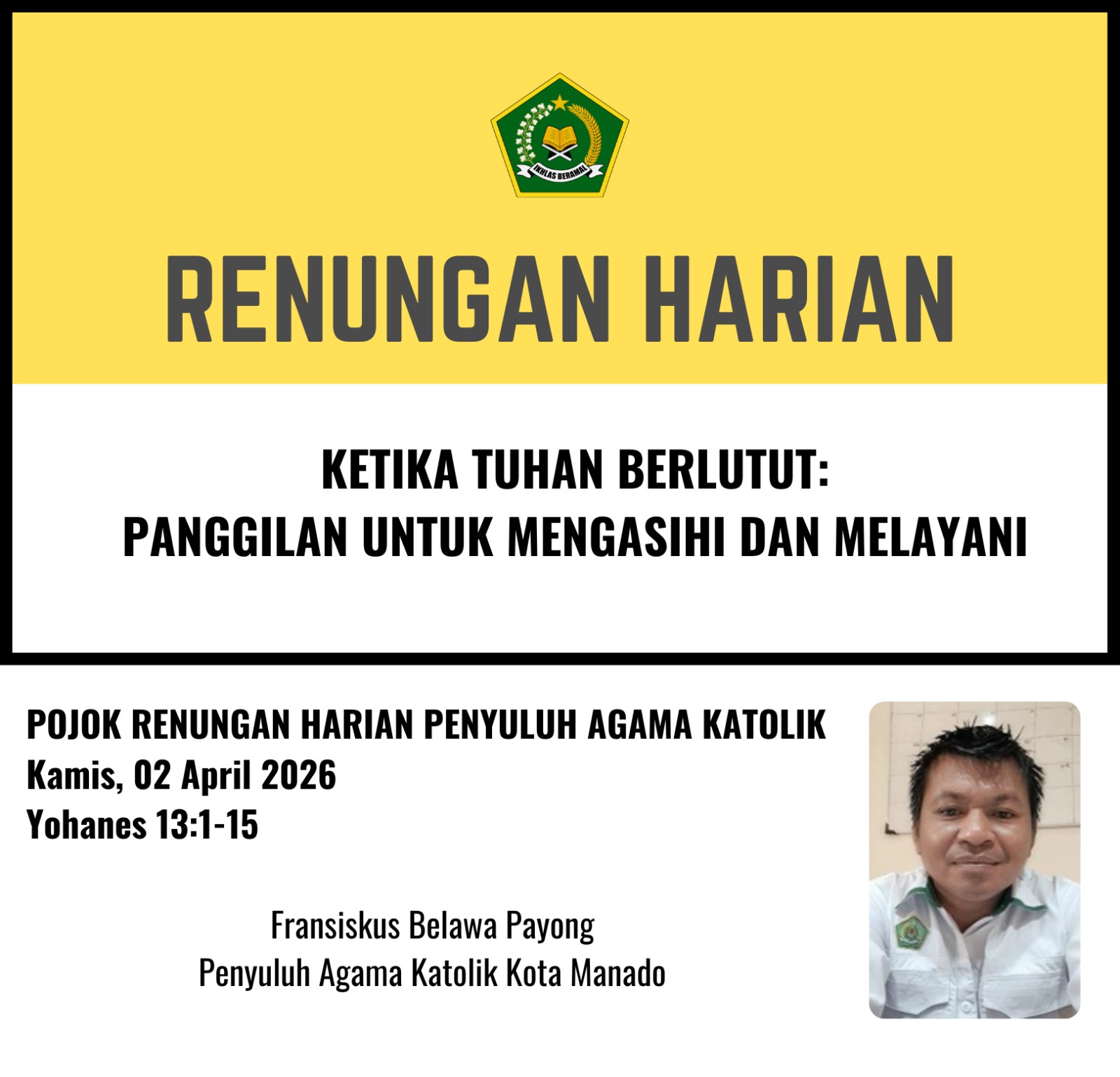 Pojok Renungan Harian Penyuluh Agama Katolik