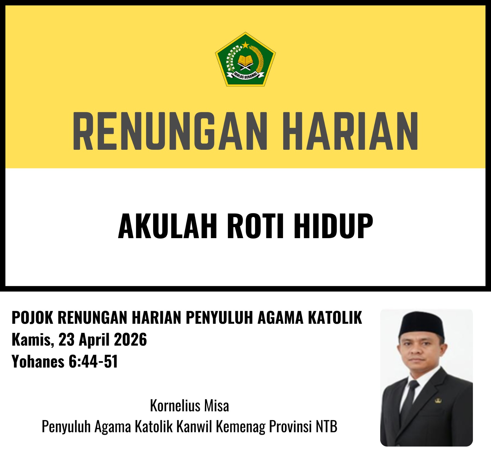 Pojok Renungan Harian Penyuluh Agama Katolik