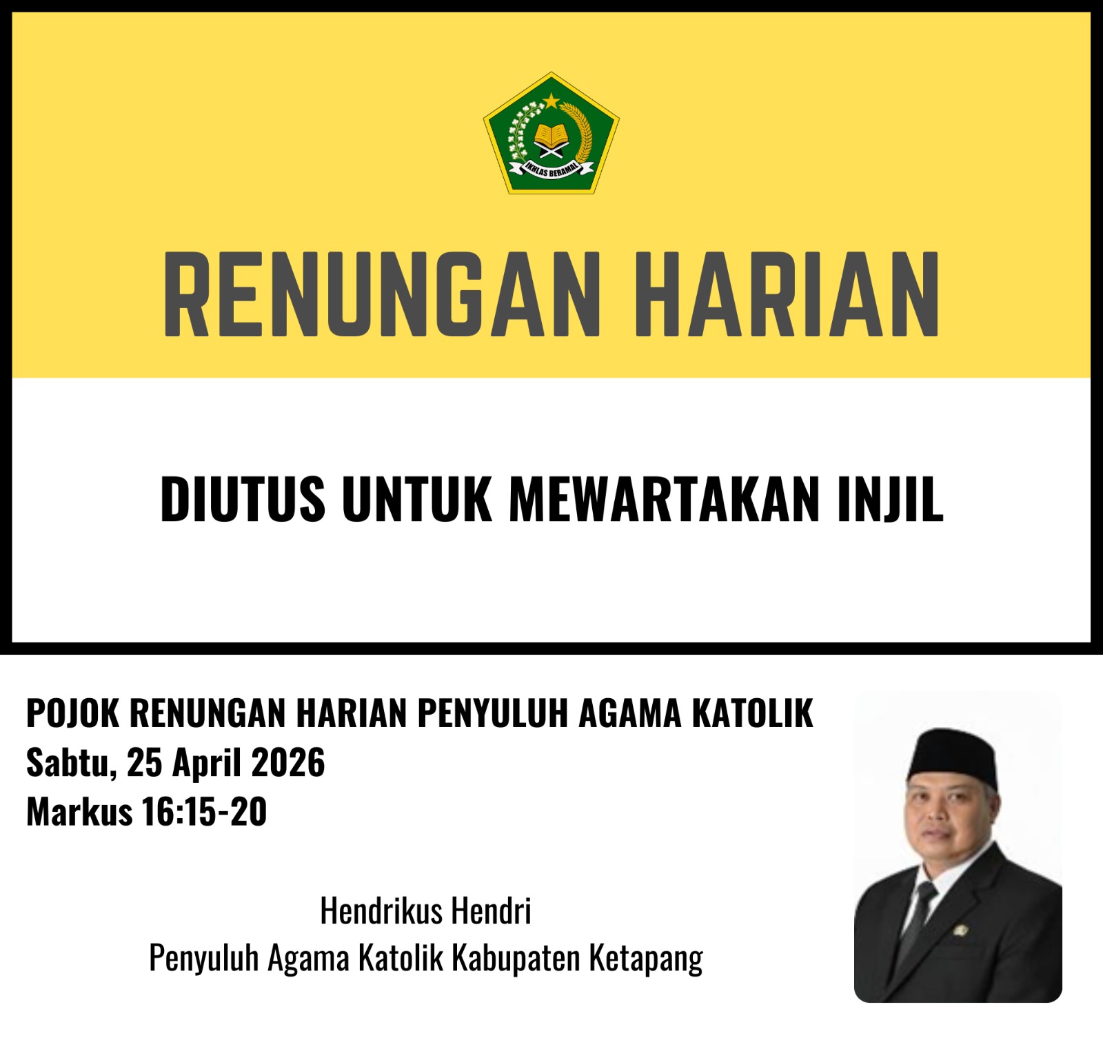 Pojok Renungan Harian Penyuluh Agama Katolik