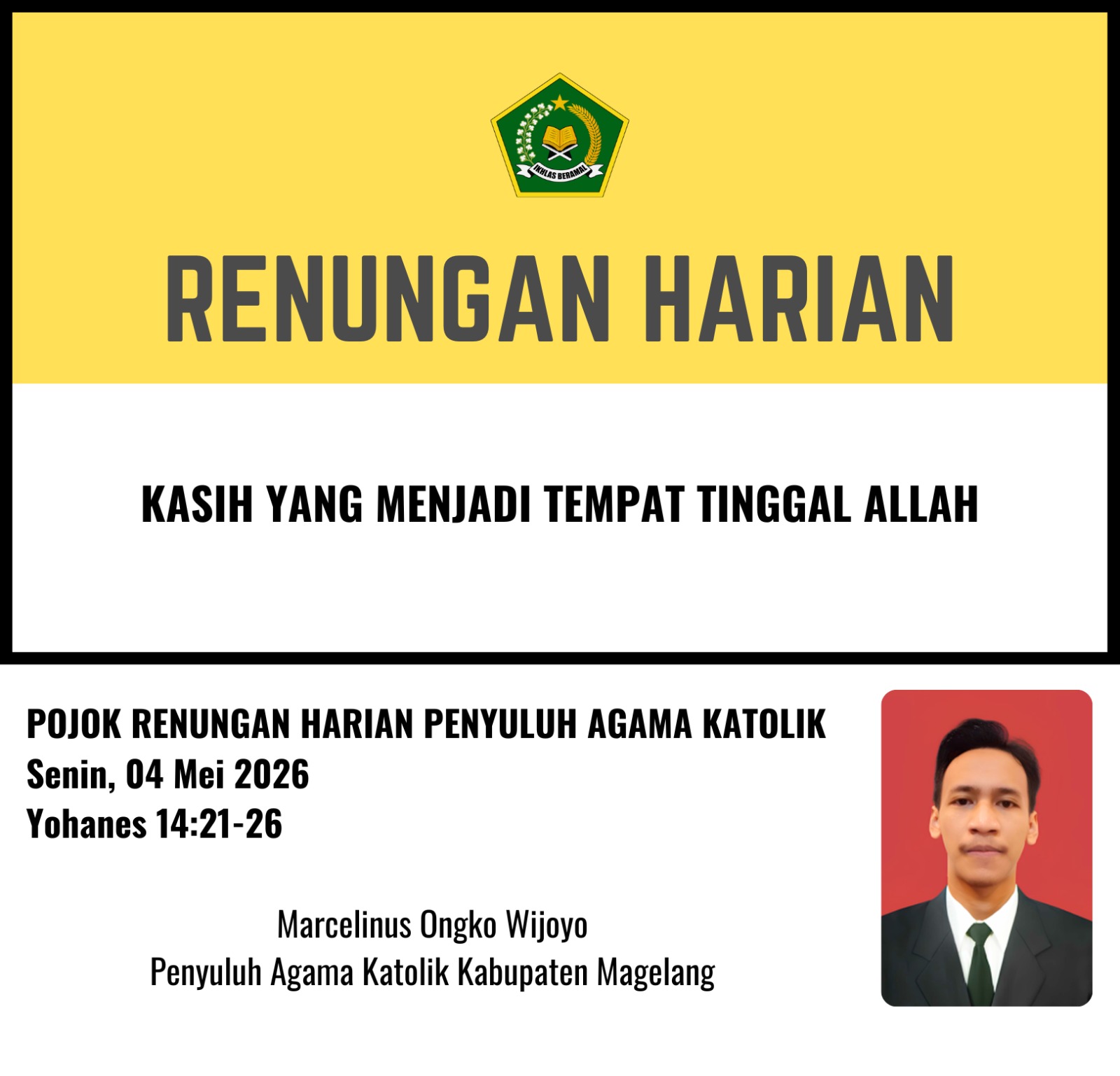 Pojok Renungan Harian Penyuluh Agama Katolik