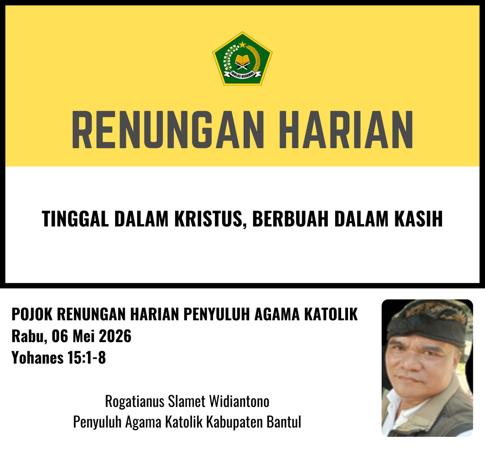 Pojok Renungan Harian Penyuluh Agama Katolik