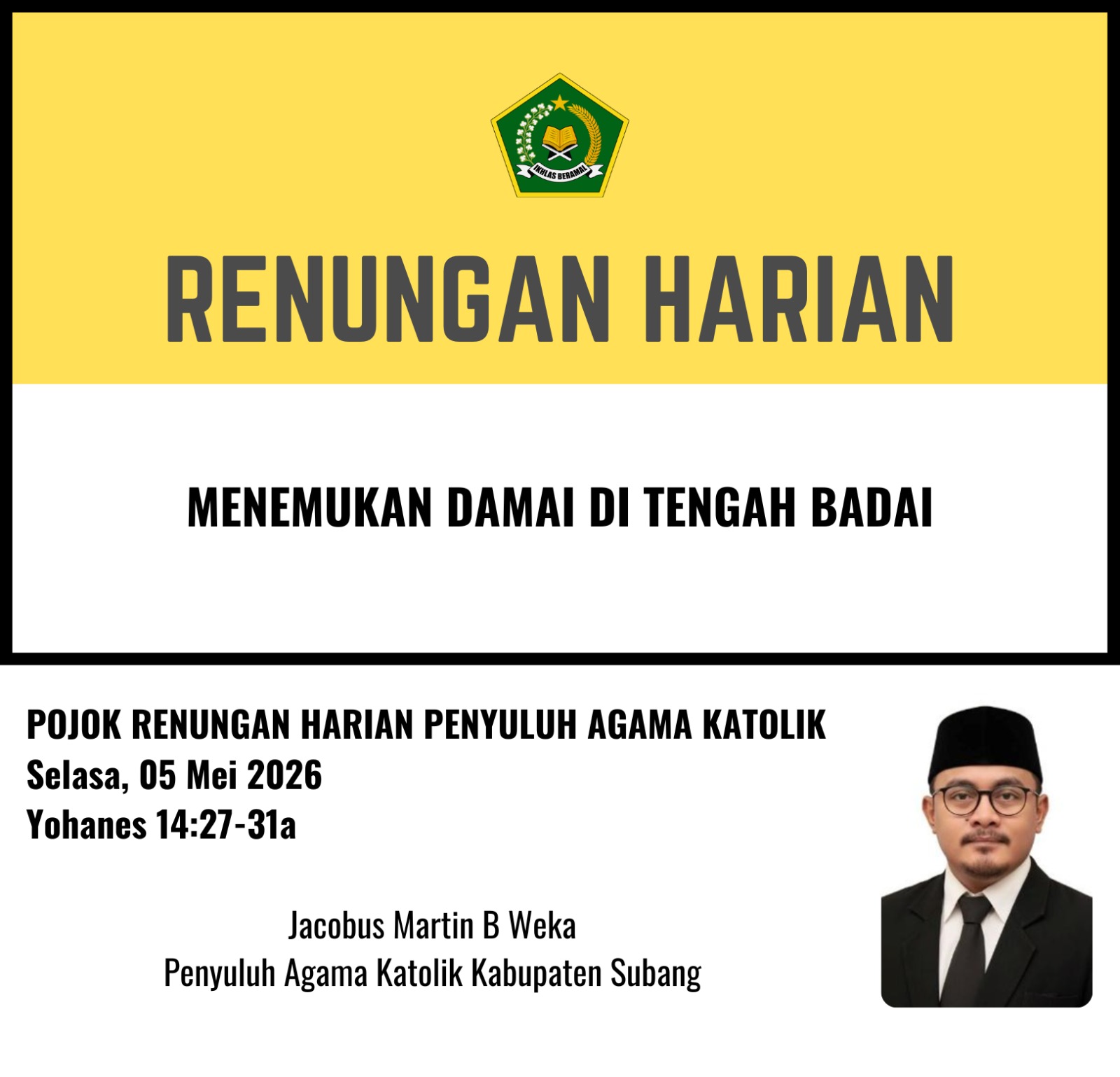 Pojok Renungan Harian Penyuluh Agama Katolik