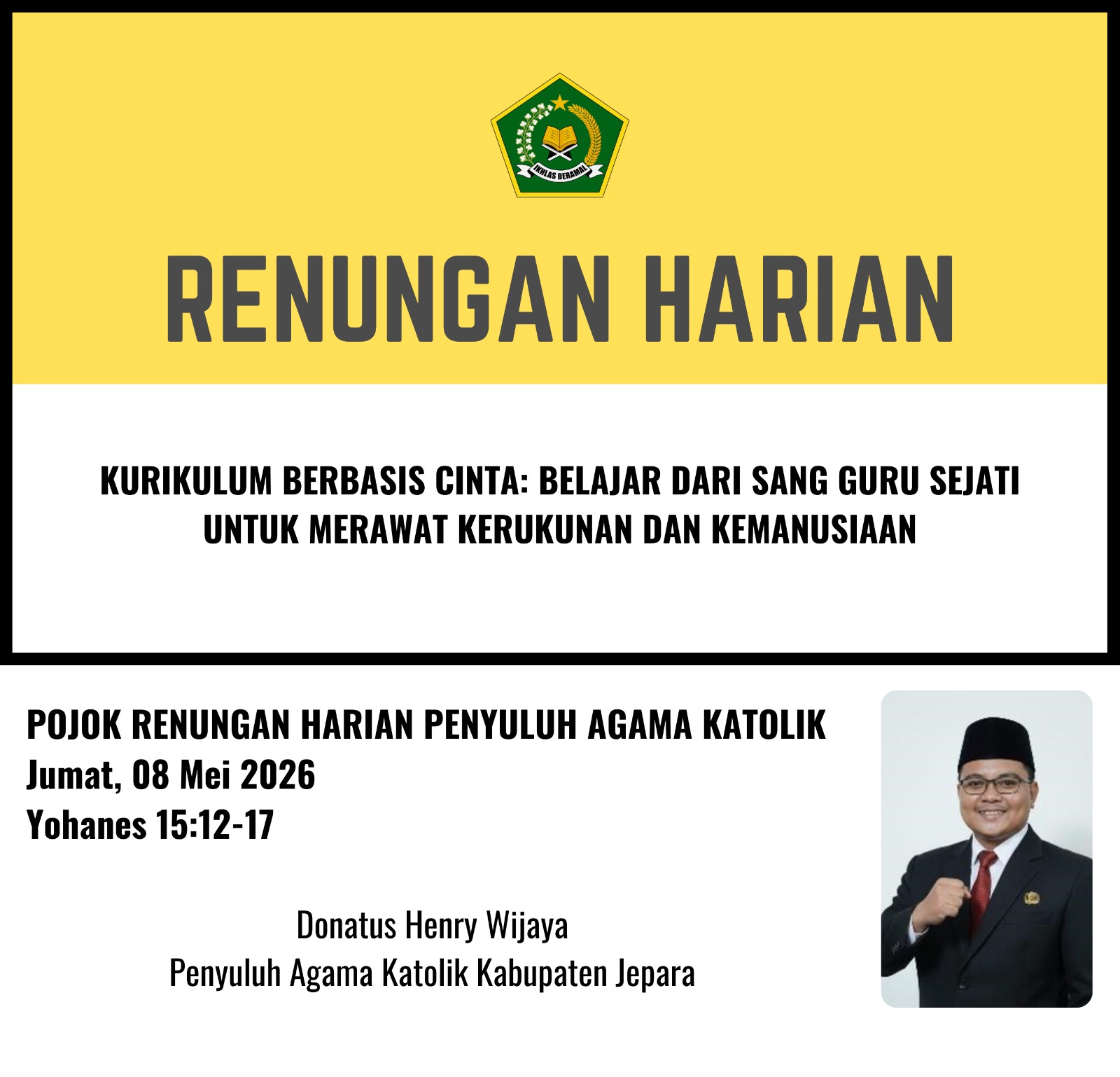 Pojok Renungan Harian Penyuluh Agama Katolik